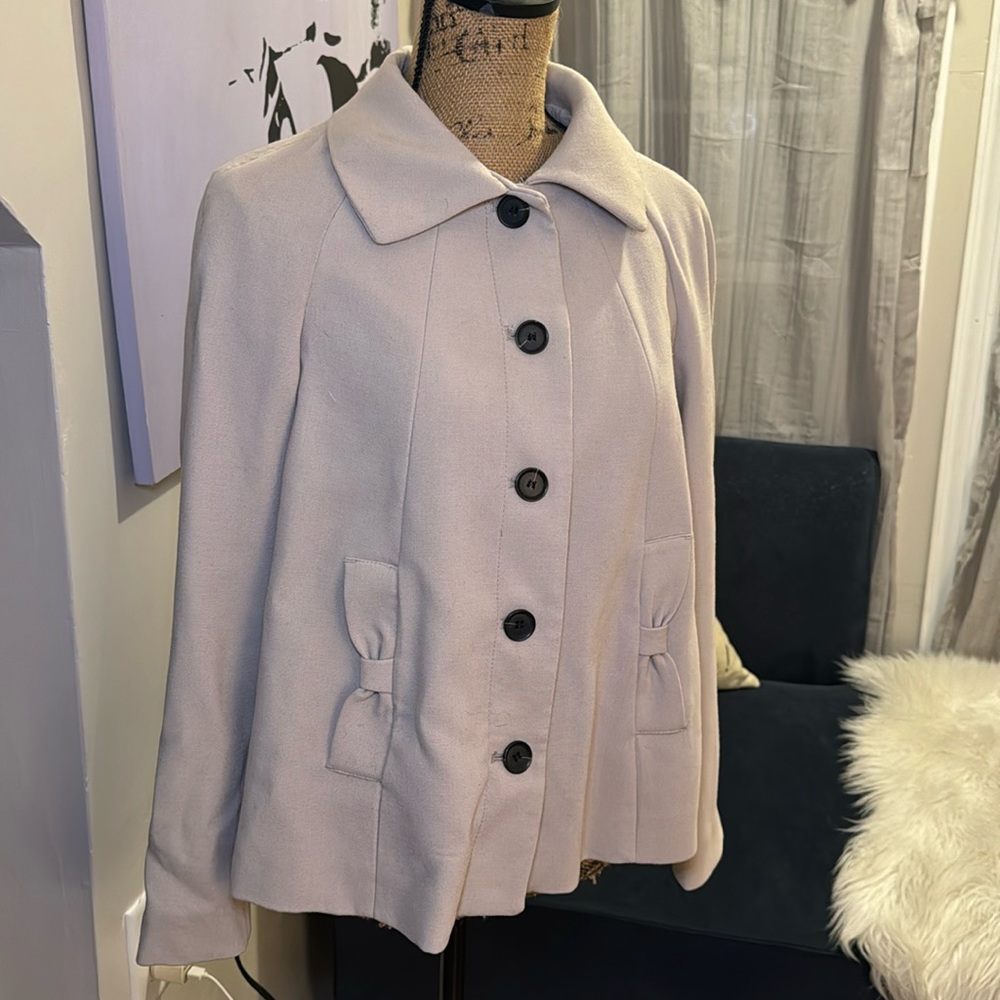 H&M’s Tan Neutral Color Cape Like Button Up Pea Coat Jacket Size 6